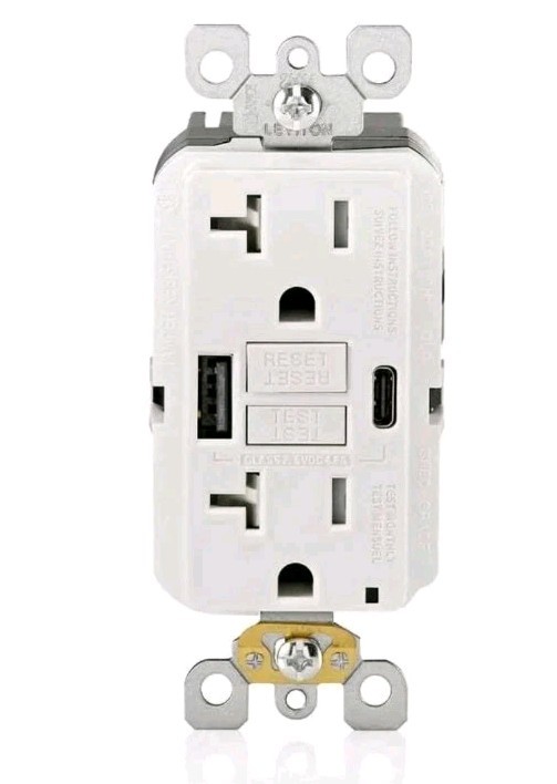 Leviton GUAC2-W 20 Amp, 125 Volt, Tamper-Resistant GFCI Receptacle, White
