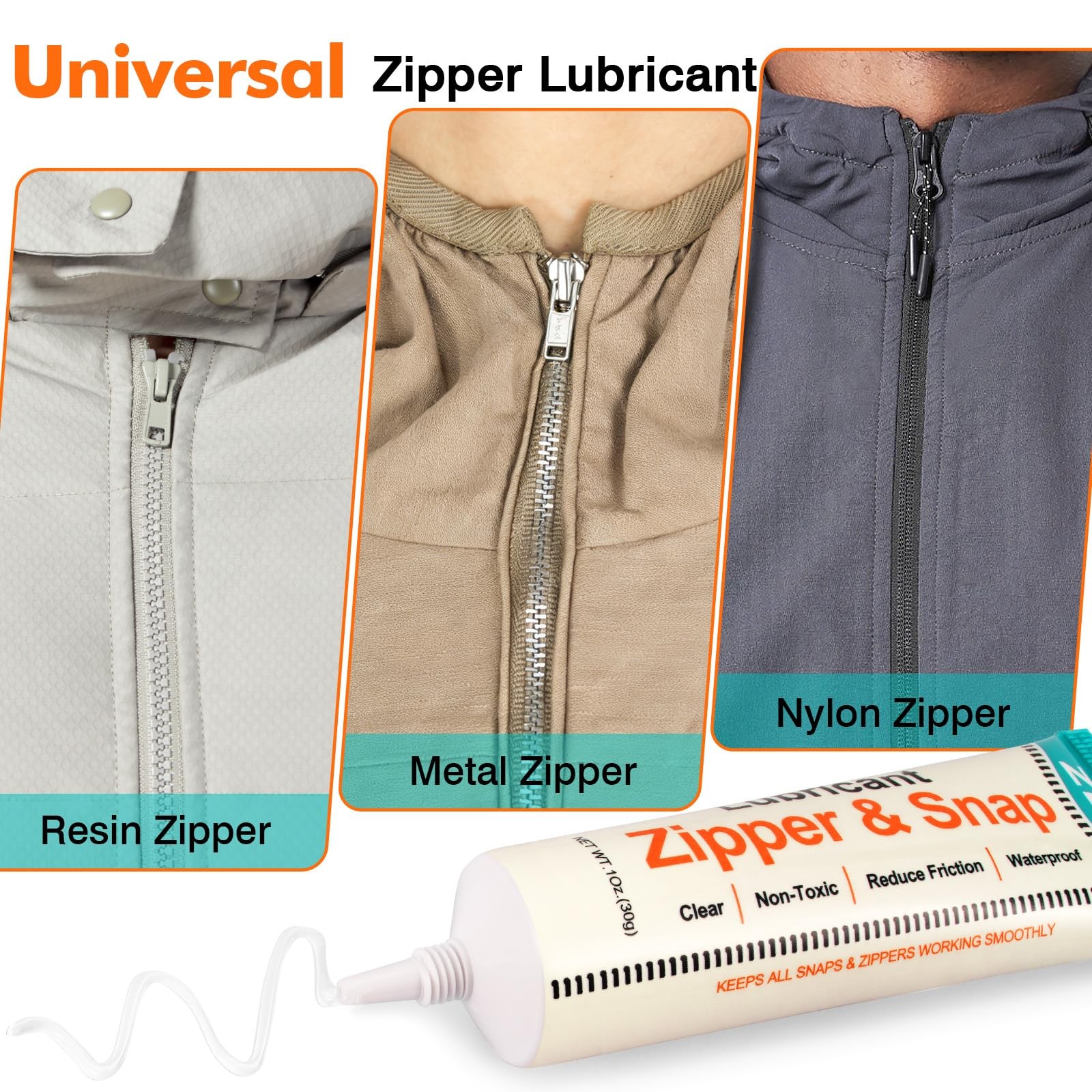 Zipper Lubricant Wax for Plastic and Metal Snaps Zippers Lube Clear Zipper Gr…