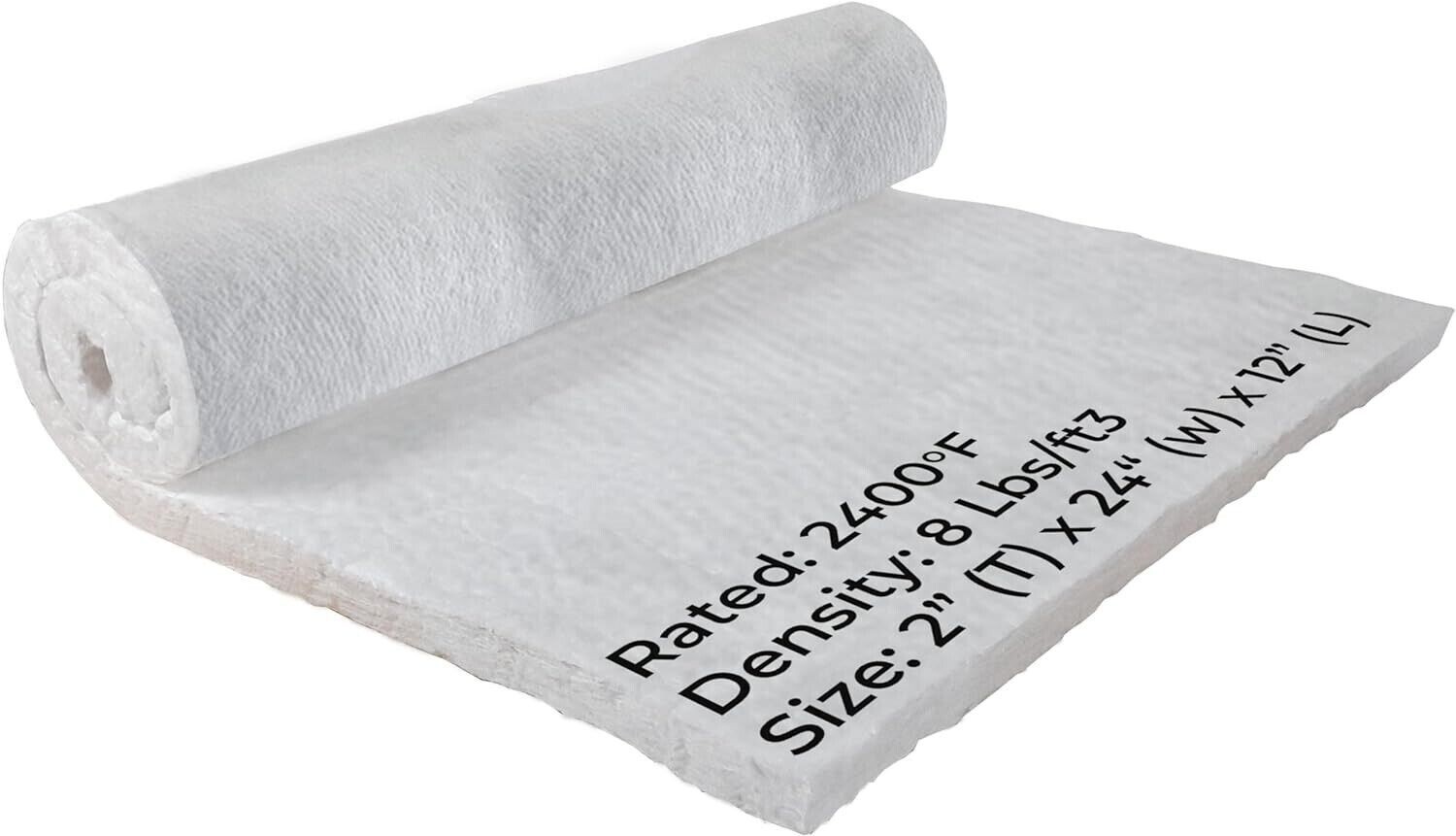 2″ Ceramic Fiber Insulation Blanket 2300F 8# High Temp Insulation 12″ x 24″