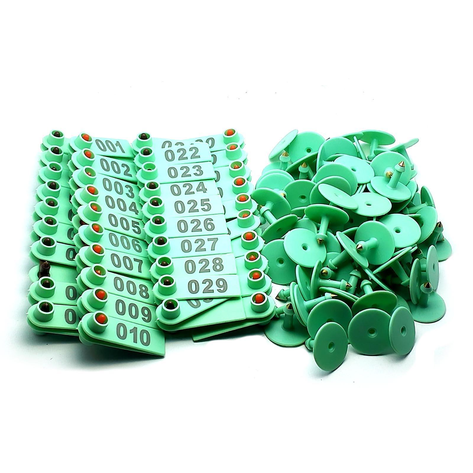 100x Green 001-100 Number Plastic Livestock Ear Tag For Goat Sheep