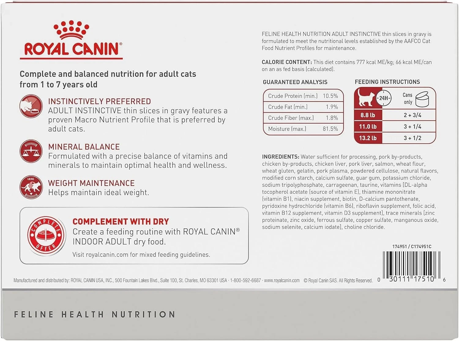 Royal Canin Adult Instinctive Thin Slices in Gravy Wet Cat Food, 3 oz can 36 ct