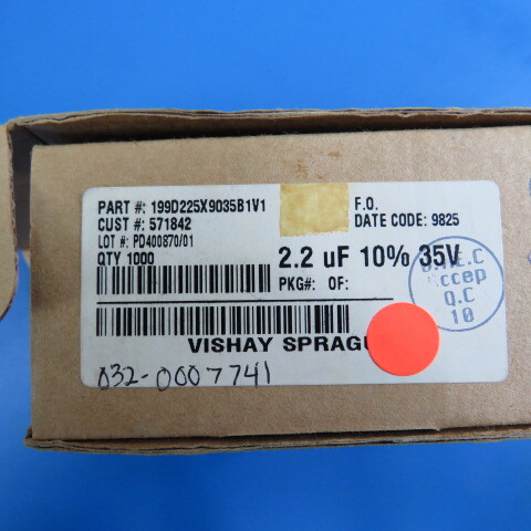 SPRAGUE 199D225X9035BA1 Qty of 125 per Lot 2.2uF 10% 35V Tant +85C