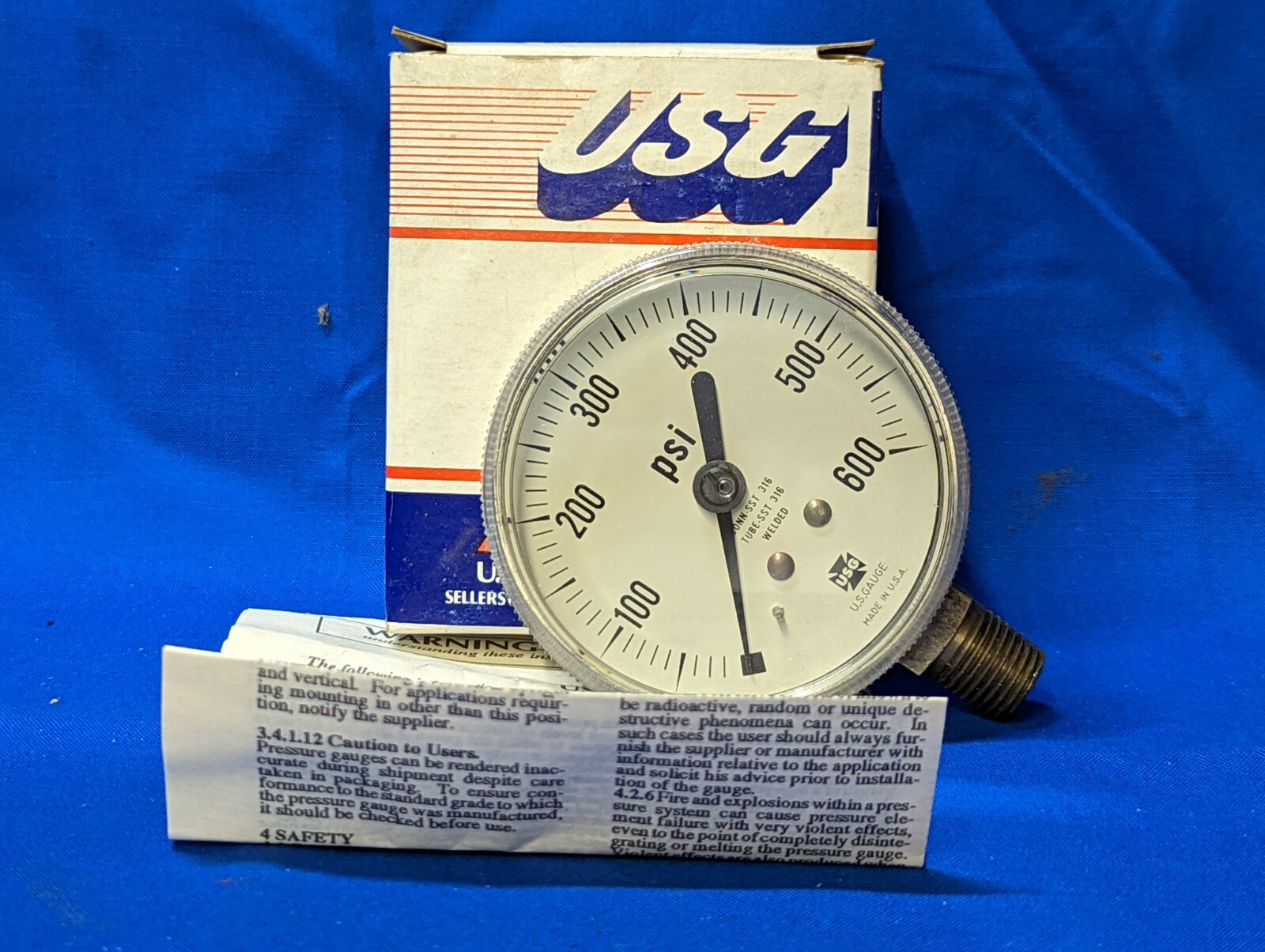 USG AMTEK PRESSURE GAUGE 0/600 PSI 1/4″ ANPT STAINLESS STEEL #: 110799