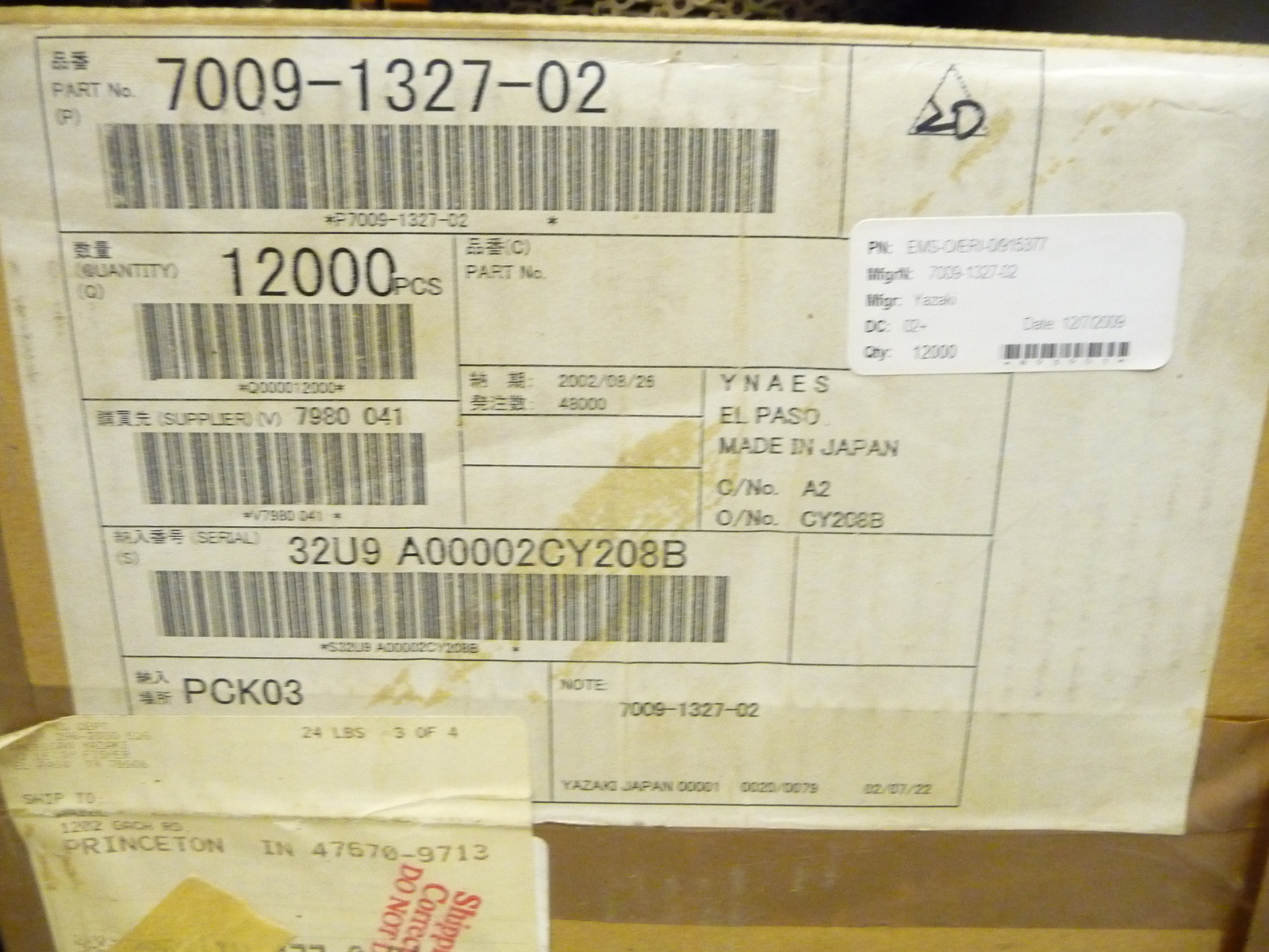 Yazaki 7009-1327-02 Qty of 150 per Lot TERMINAL