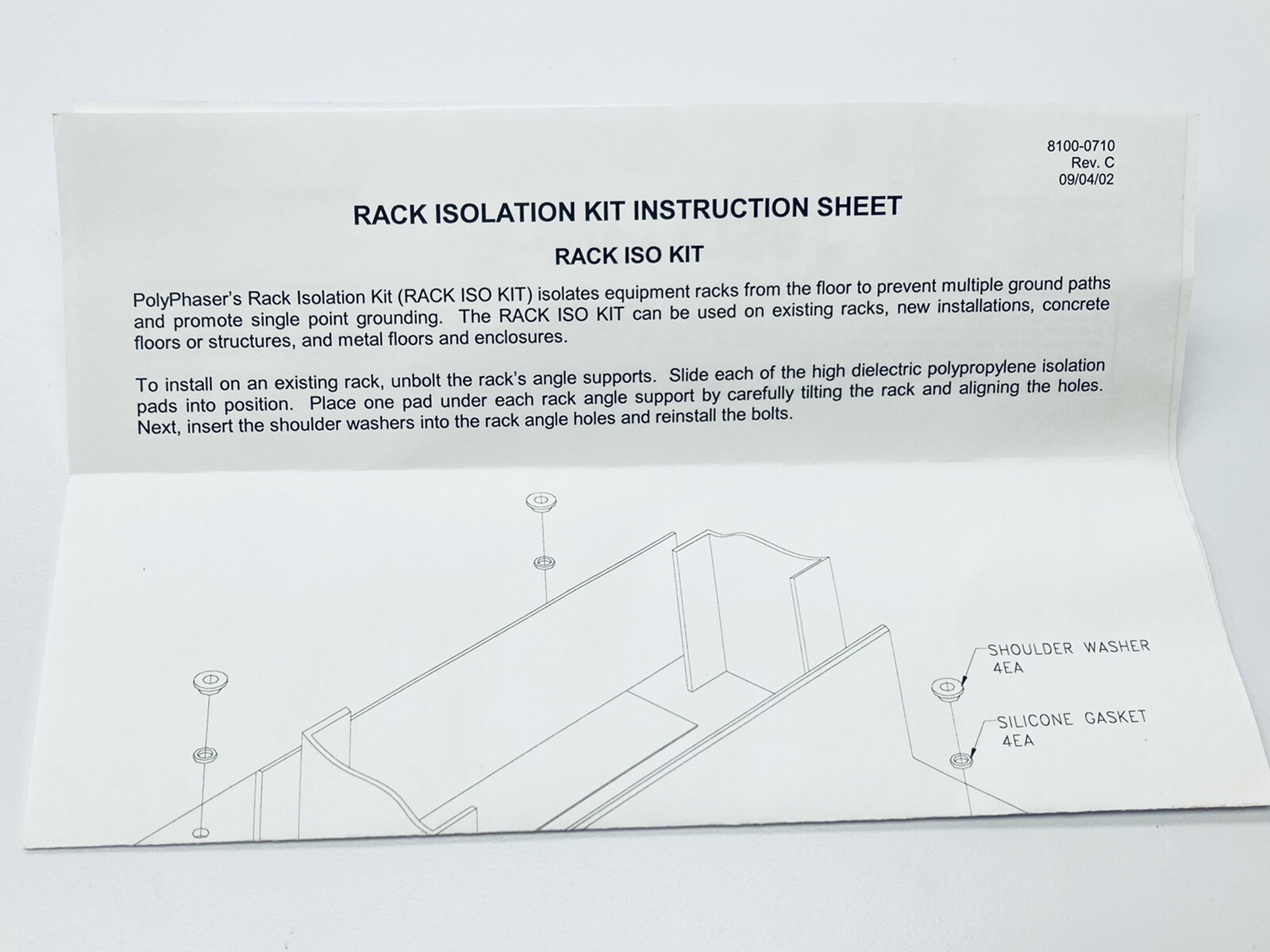 UNUSED POLYPHASER RACK-ISO-KIT-23 RACK ISOLATION KIT 23″