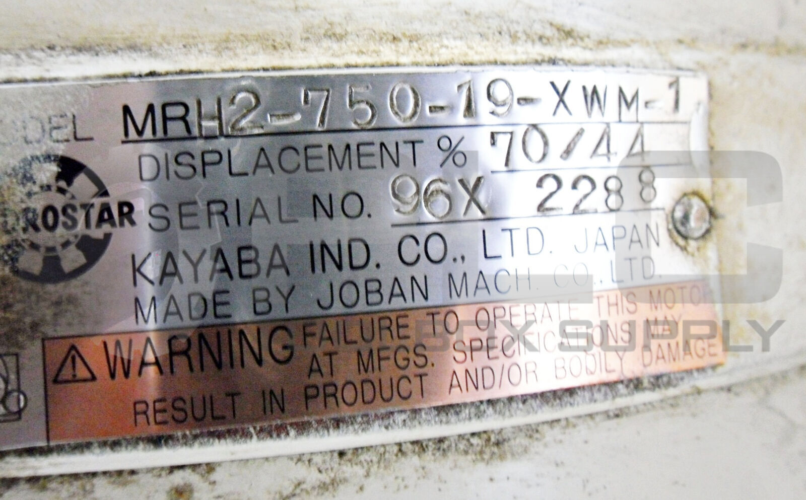 KAYABA JOBAN MRH2-750-19-XWM-1 HYDRAULIC MOTOR / DGM-AB-02D *FOR PARTS/REPAIR