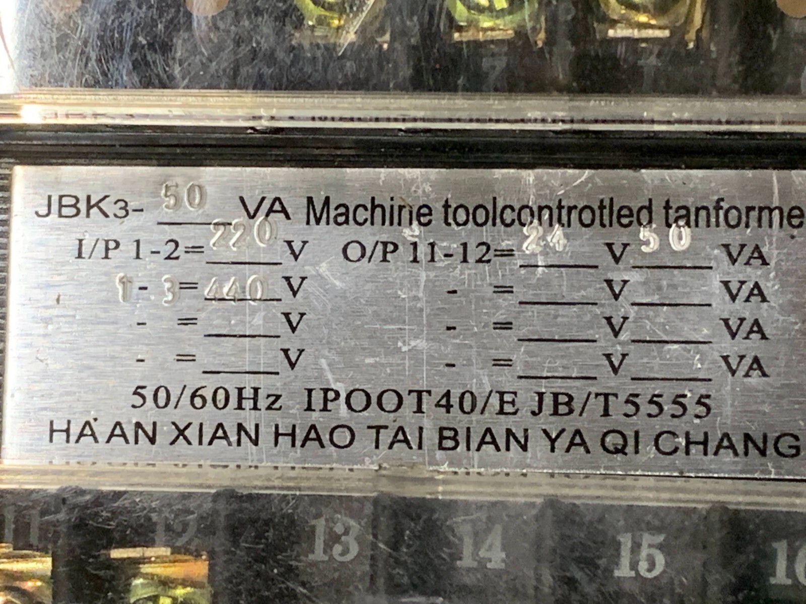 Power Transformer 50VA 50/60Hz IPOOT30/E JBT5555 P/N JBK3-50VA