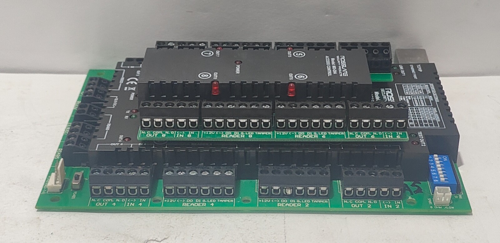 ROSSLARE AC-425IP 4 DOOR ACCESS CONTROL UNIT WITH ROSSLARE MD-D04 EXPANSION PCB