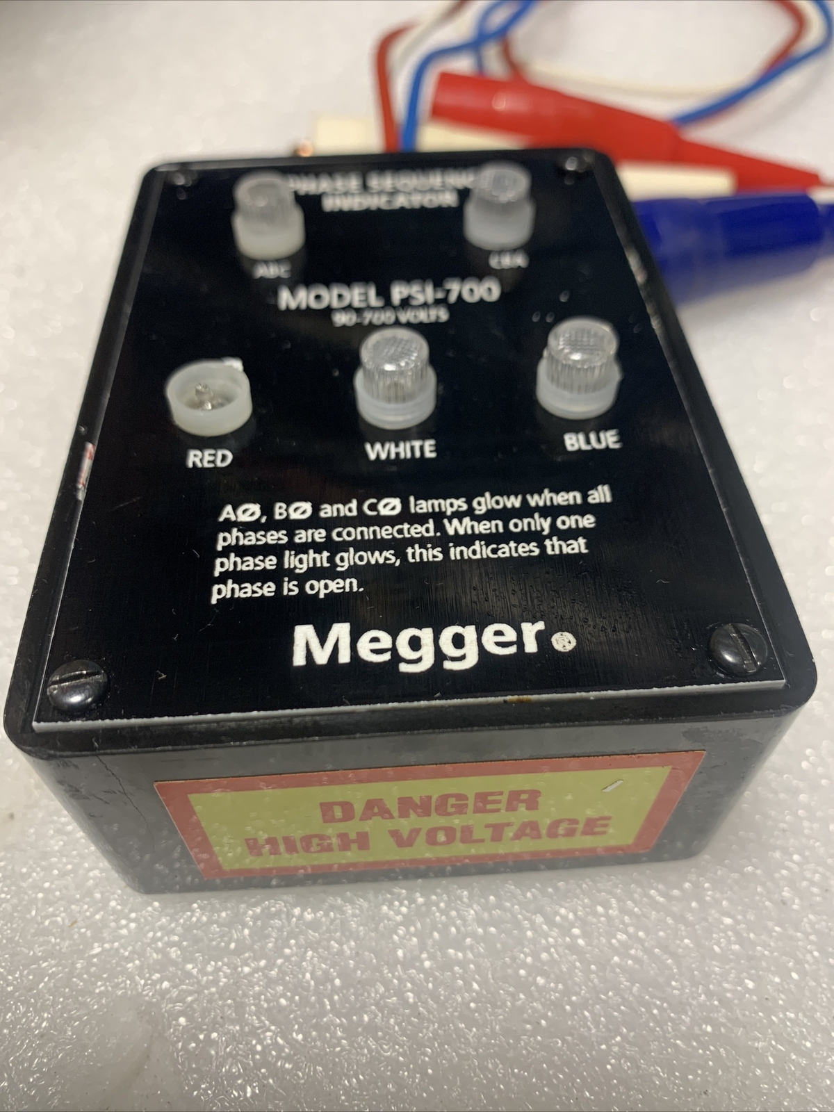 MULTI-VOLT Megger PSI-700 PHASE SEQUENCE ROTATION INDICATOR