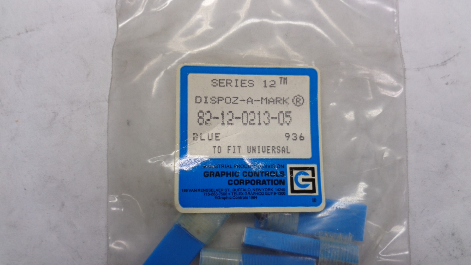 LOT OF 2 BAGS OF 5 NEW GRAPHIC CONTROL 82-12-0213-05 BLUE PENS FITS UNIVERSAL