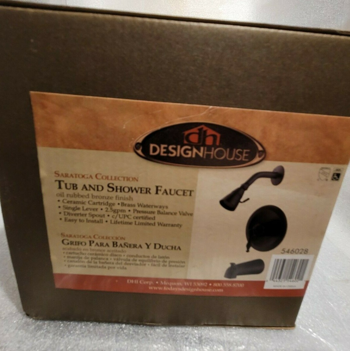 Design House 546028 Saratoga Collection Tub and Shower Faucet, Oil-Rubbed Bronze