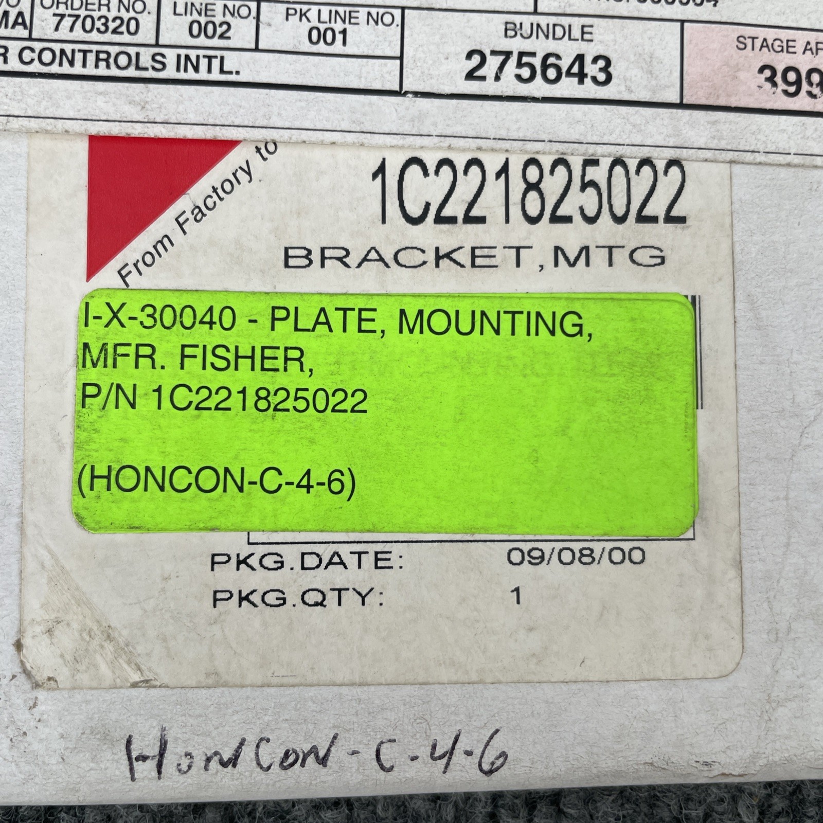 Fisher Controls 1C221825022 Plate Mounting Bracket New Other