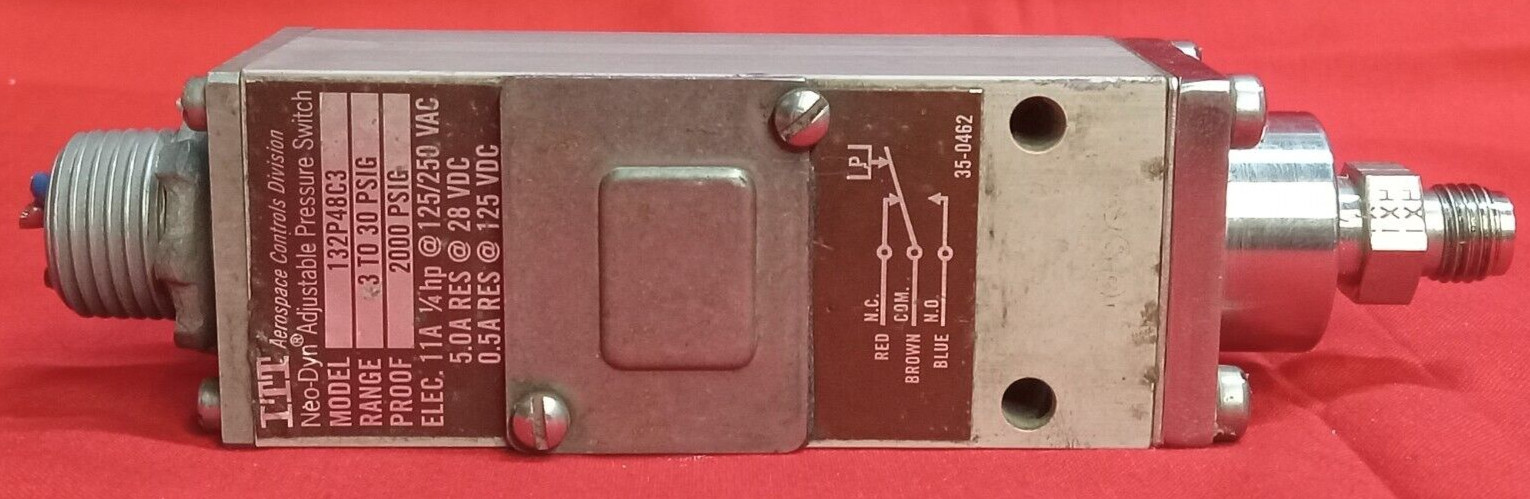ITT AEROSPACE CONTROLS DIVISION NEO-DYN ADJUSTABLE PRESSURE SWITCH 132P48C3