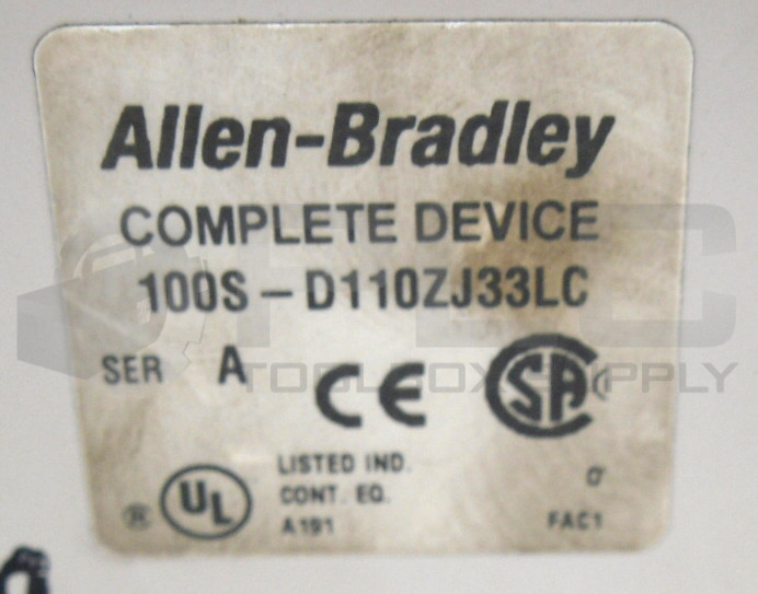 ALLEN BRADLEY 100S-D110ZJ33LC /A CONTACTOR SAFETY 24V DC OPERATED 3 POLE