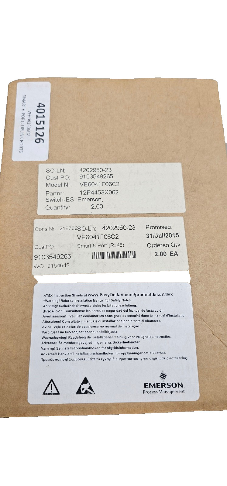 New Emerson DeltaV Network Switch FP20 FP20-6TX2SM-ES KJ1611X1-BF2 12P4553X062