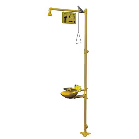 Bradley S19314fw Shower With Eyewash, Floor Mount, Galvanized Steel Pipe, 94
