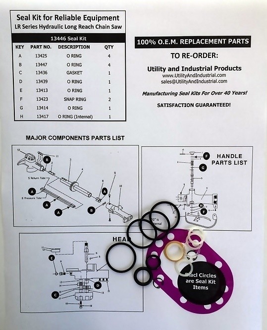 Seal Kit – Reliable Long Reach Hydraulic Chain Saw Seal Kit # 13446