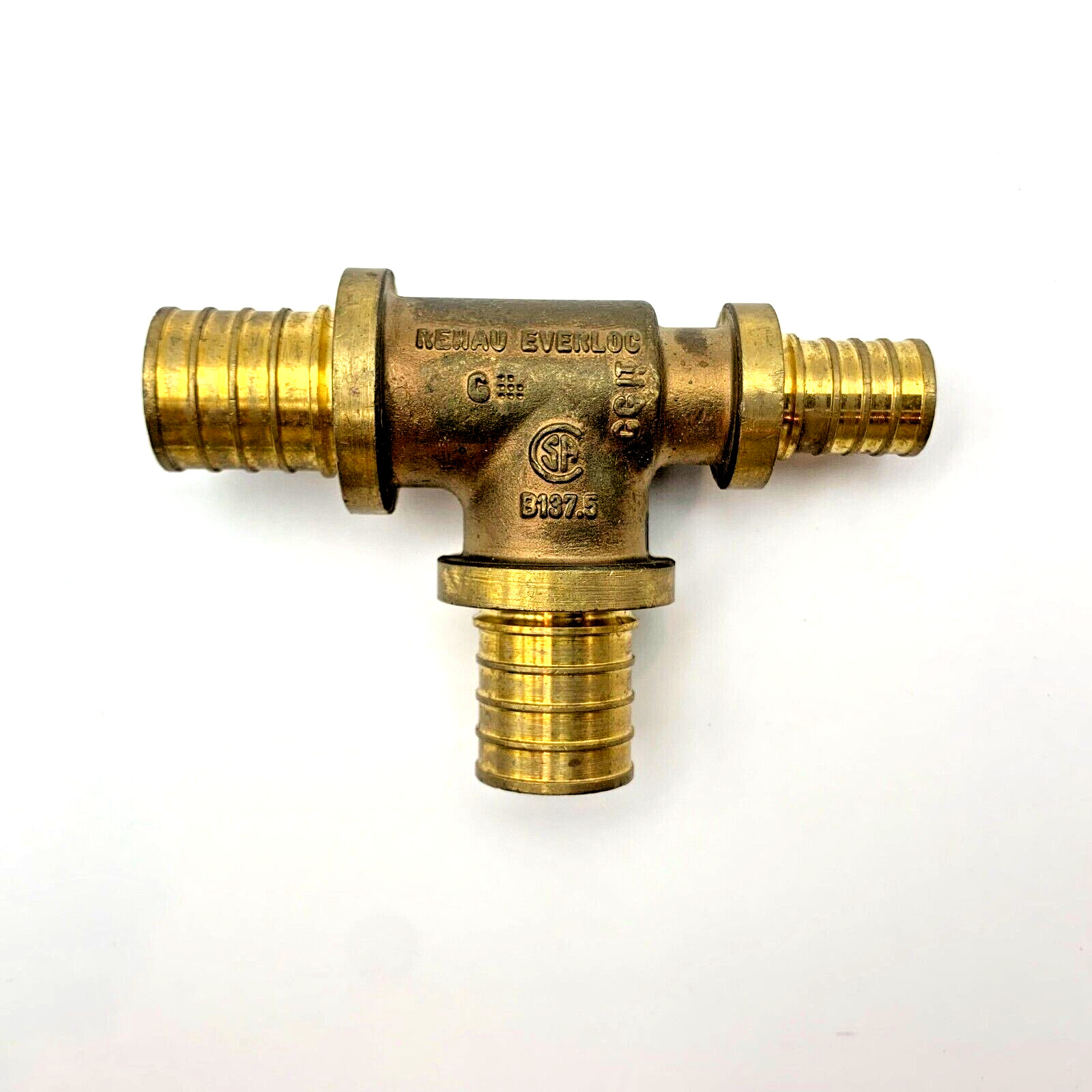 (2 Pack) Brass PEX Fitting 1/2″x3/4″x3/4″ Reducing Tee, Rehau Everloc, Lead Free