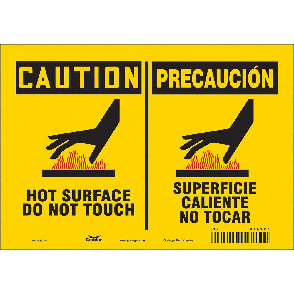 CONDOR 474Y27 Safety Sign,7 inx10 in,Vinyl 474Y27