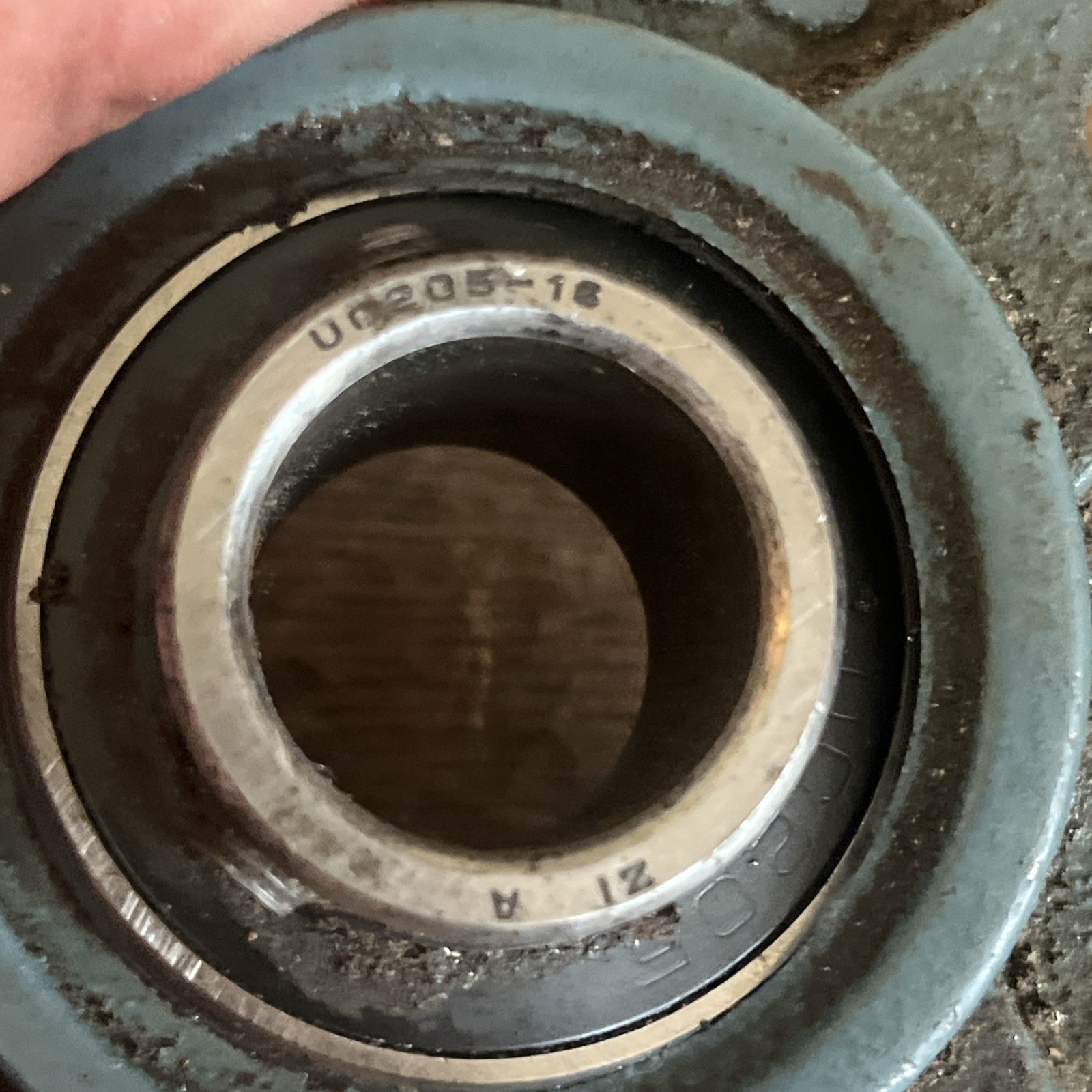 AMI F205 Four Hole Flanged Bearing, W/ ASAHI UO205-16 Insert Bearing Used