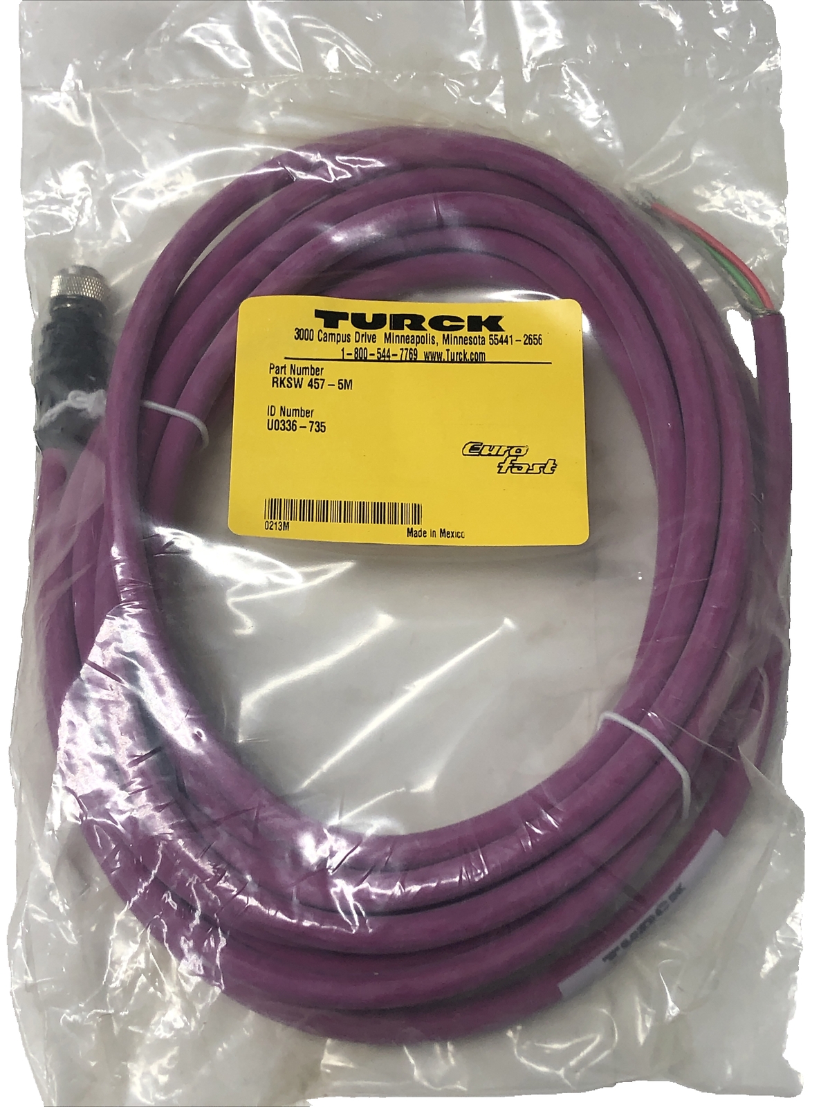 Turck RKSW 457-5M Network Cordset U0336-735; M12 Eurofast Series RKSW4575M