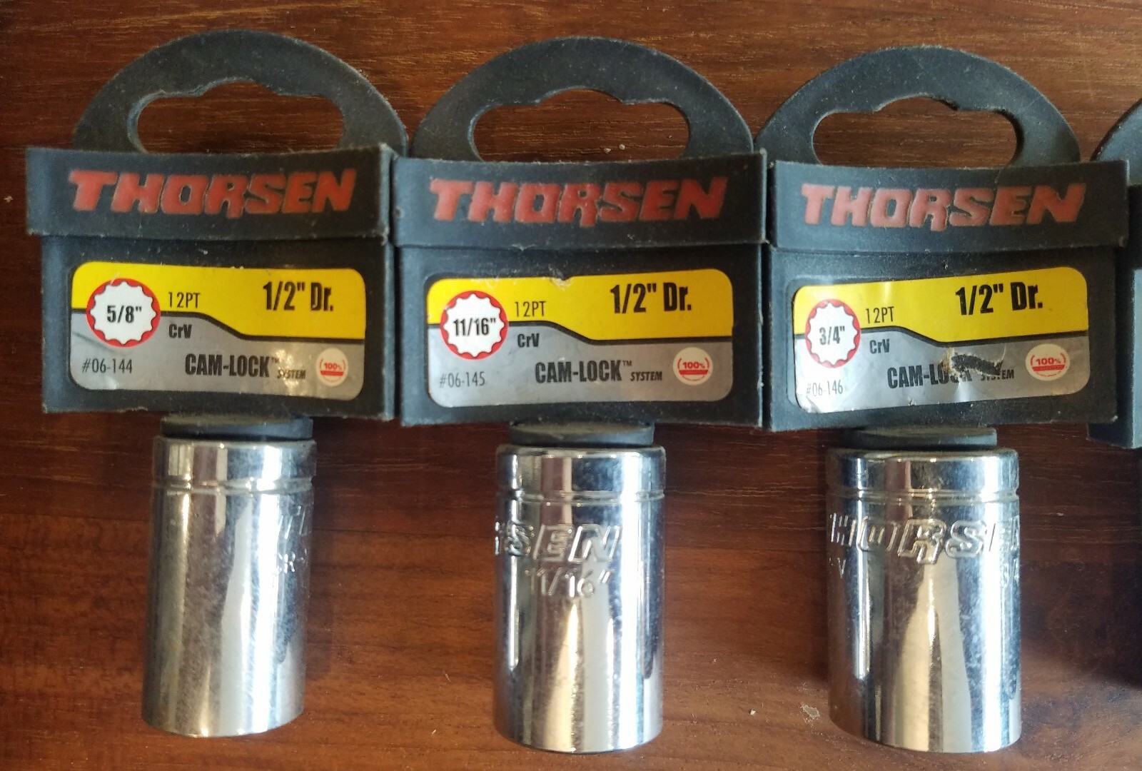 BRAND NEW! Set of 7 THORSEN Sockets SAE 1/2″ Drive, 5/8″-1″, 12-pt Cr Vanadium