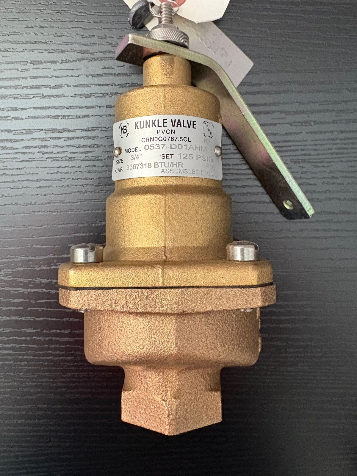 Kunkle Safety Relief Valve 3,364,049 BTU/HR 125 PSI 3/4″ X 1″ 0537-D01AHM