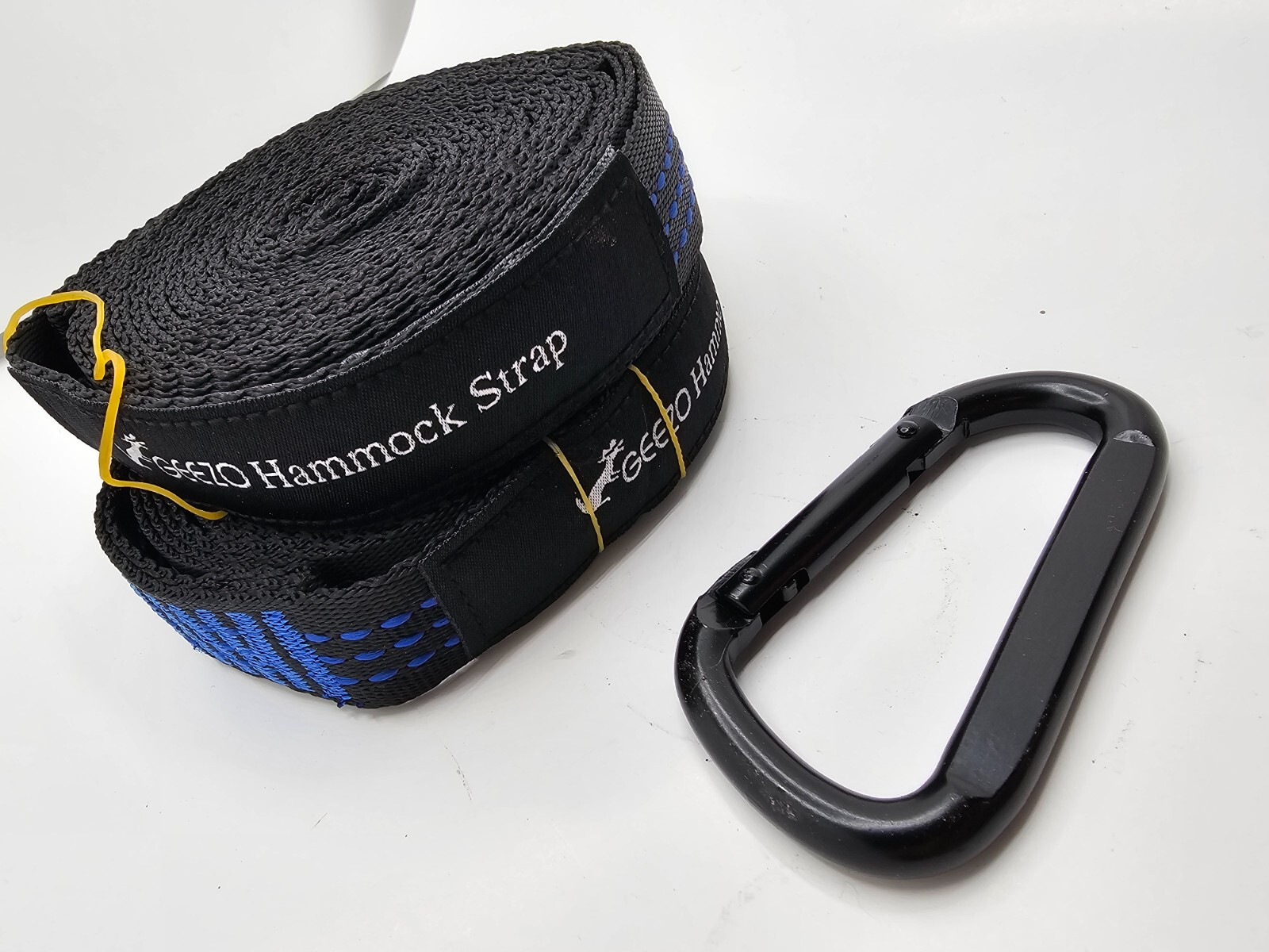 Geezo Hammock Strap Loops Non-Stretch Polyester Hammock Black/Blue up to 500lbs