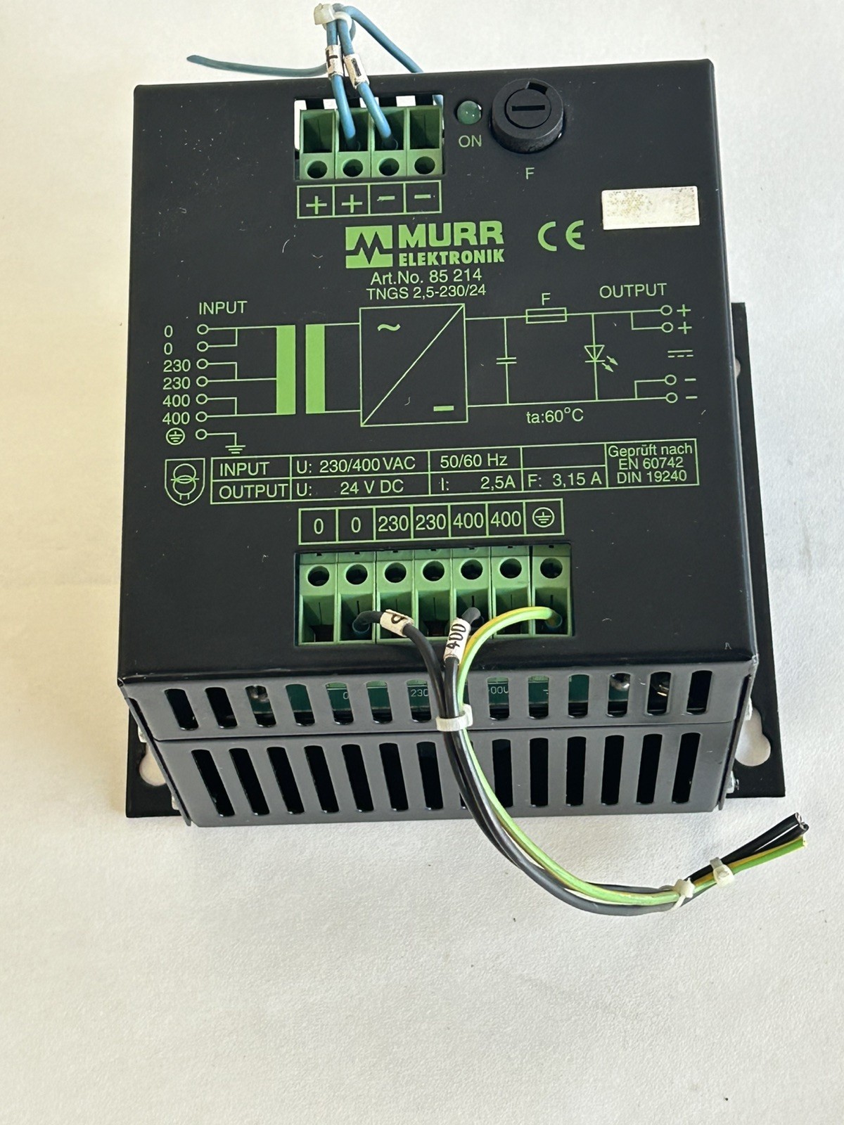 MURR ELEKTRONIK ART NO 85 214 TNGS 2,5-230/24 POWER SUPPLY