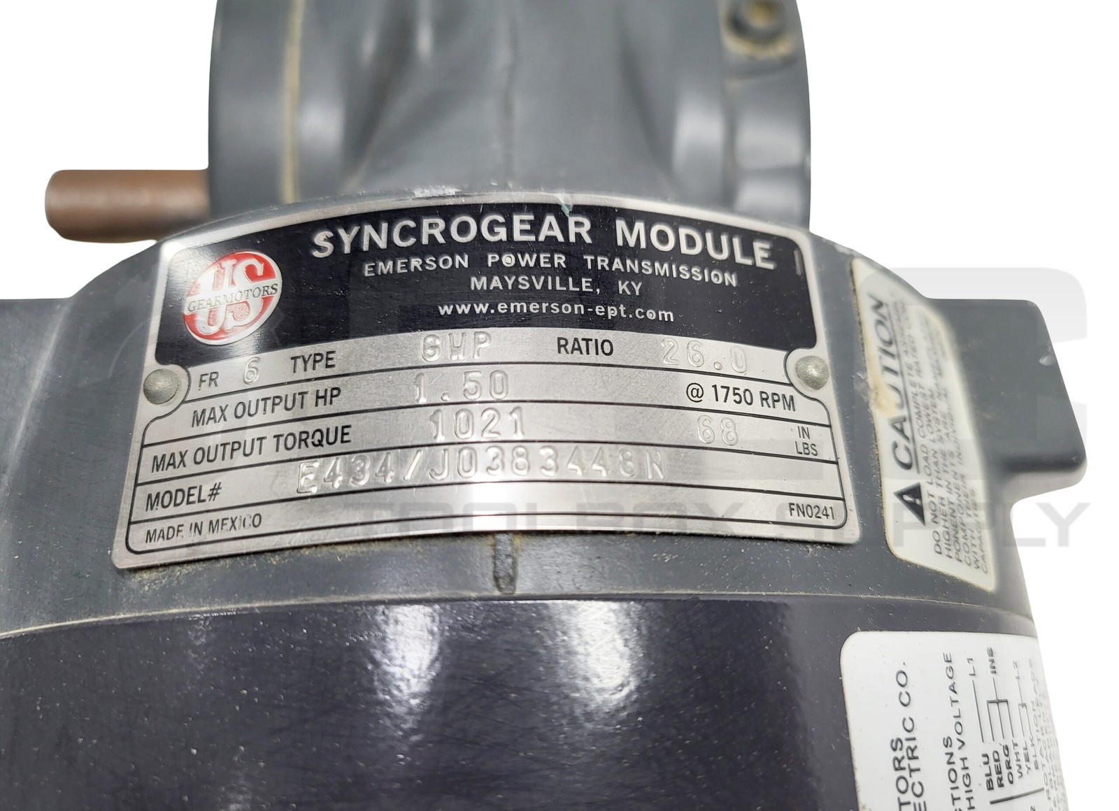 NEW US MOTORS E434/J03834481 SYNCROGEAR MODULE TYPE: GWP RATIO: 26.0, E513-TMP