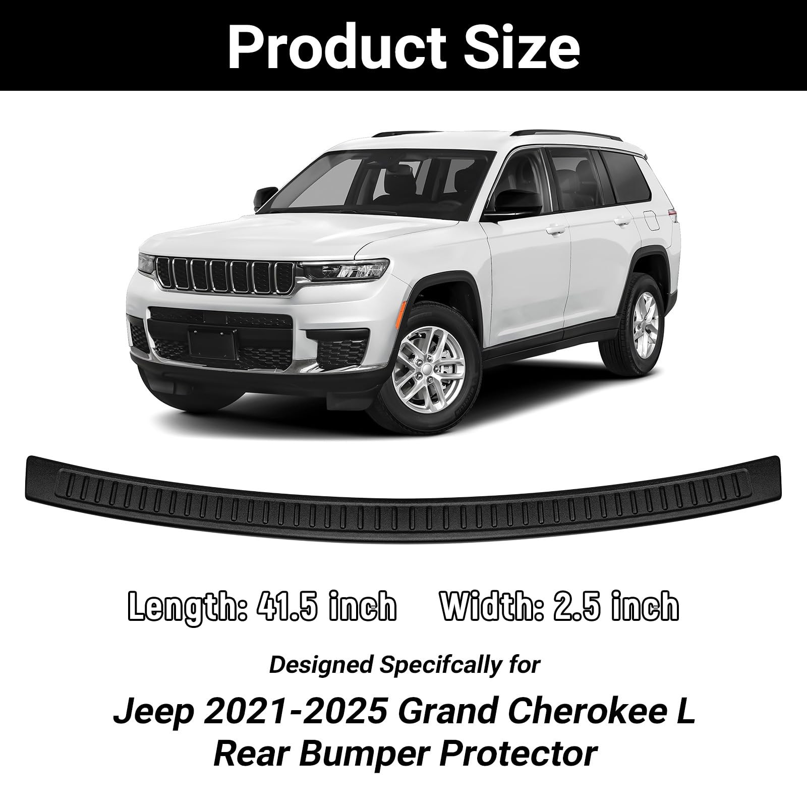 Rear Bumper Protector 2021-2025 Grand Cherokee L Matte Black Hugeek 2021-2024