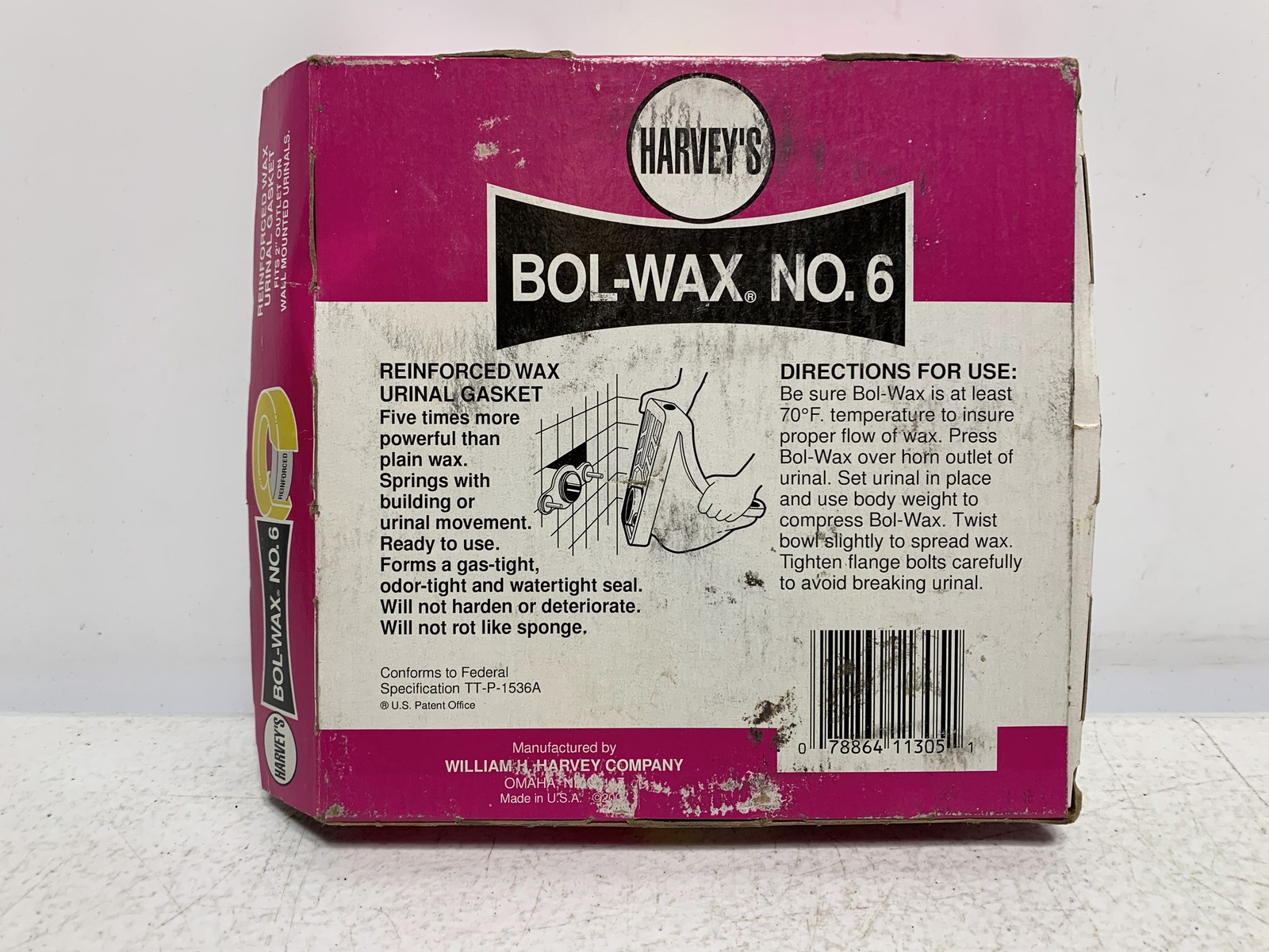 Harvey’s Bol-Wax No. 6 Reinforced Wax Urinal Gasket