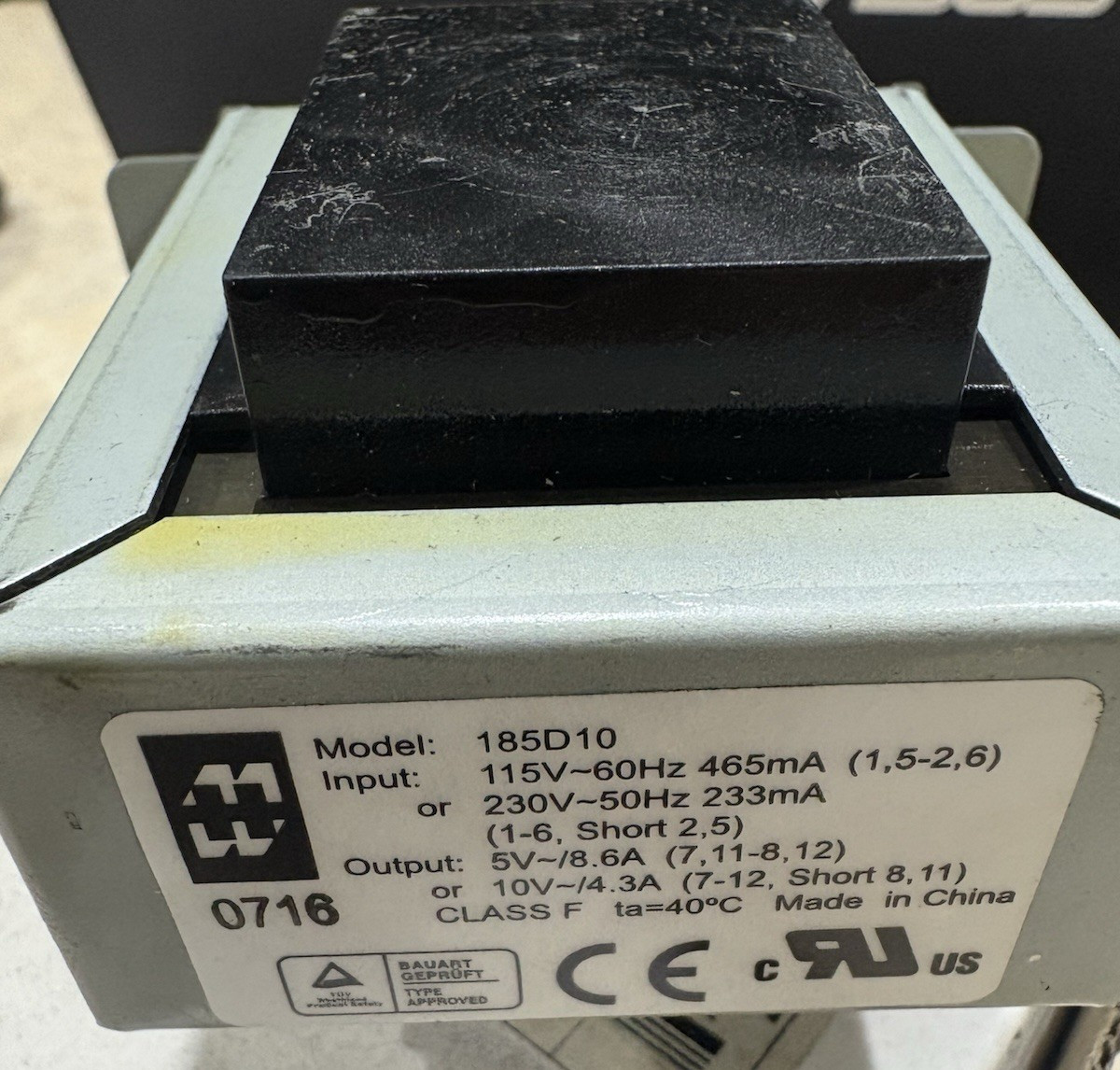 HAMMOND 185D10 Power Transformer 5V 8.6A / 10V 4.3A Dual Input 115/230V New!!!!!