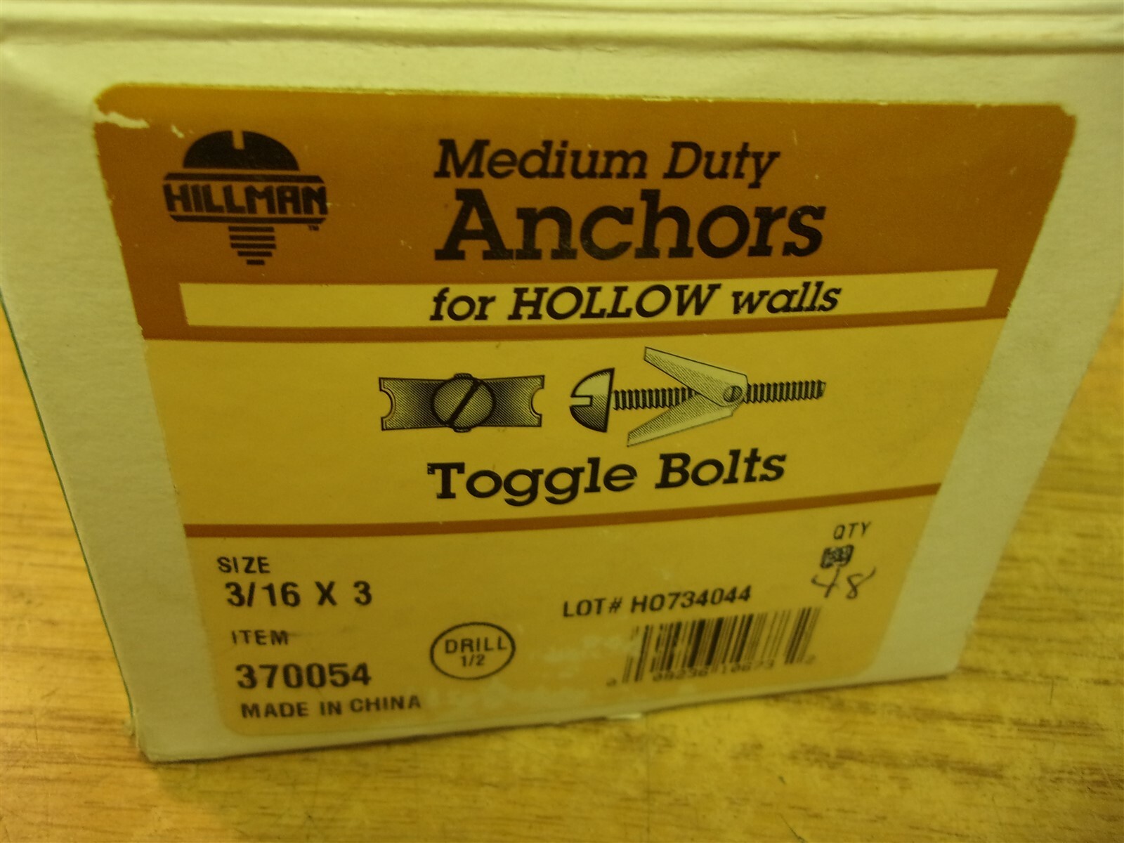 NEW Hillman Medium Duty Anchors 3/16×3 370054 box of 48 *FREE SHIPPING*