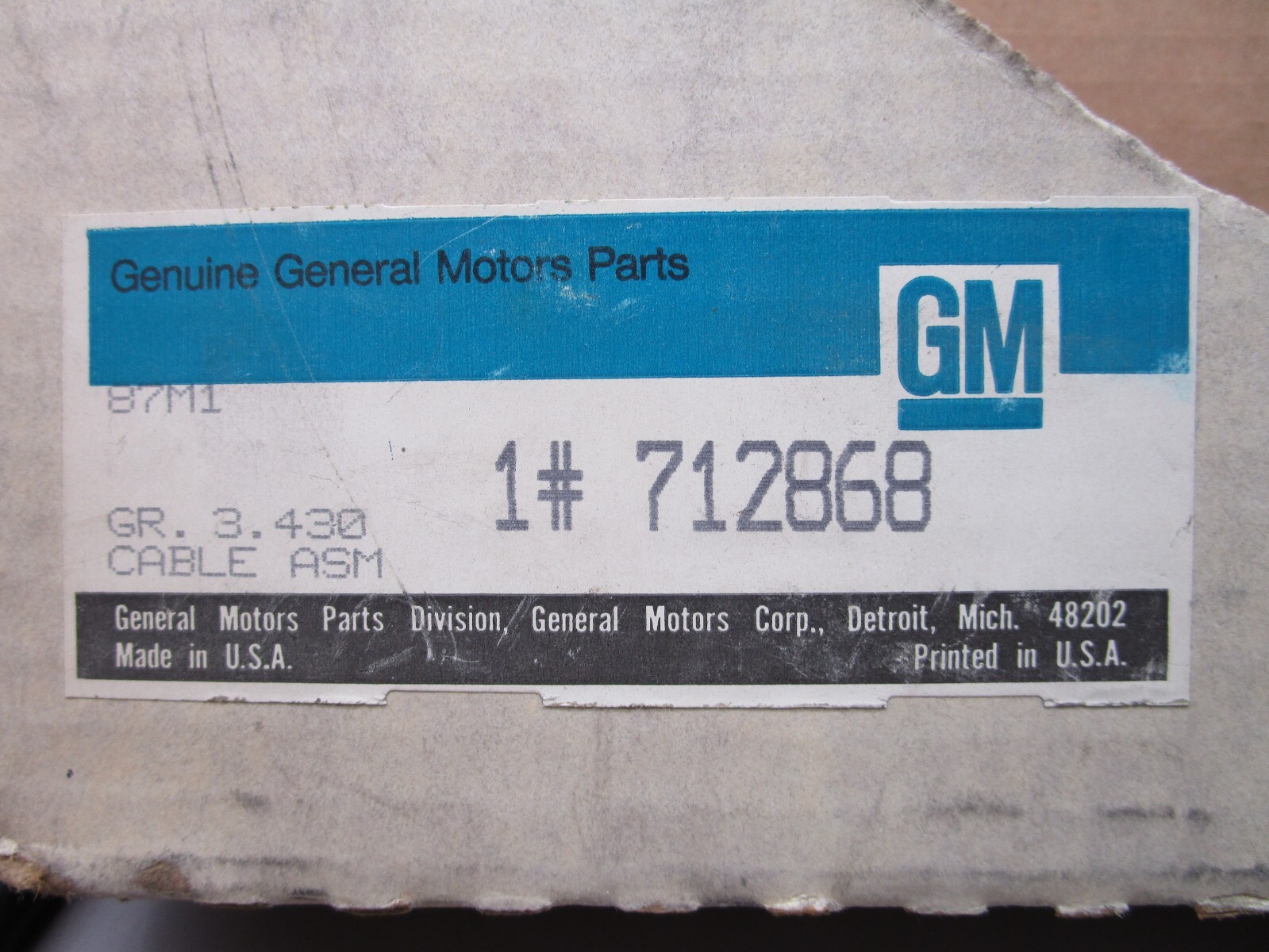 Genuine GM 712868 Accelerator Cable Assembly for Medium Duty Truck