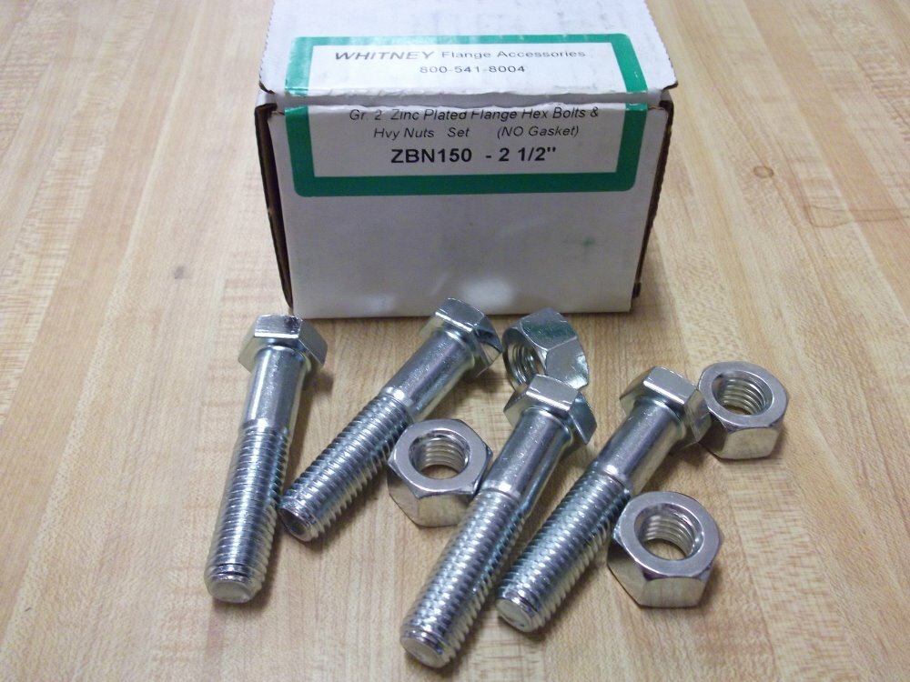 Whitney ZBN150-3″ Flange Hex Bolts & Nuts (Pack of 4)