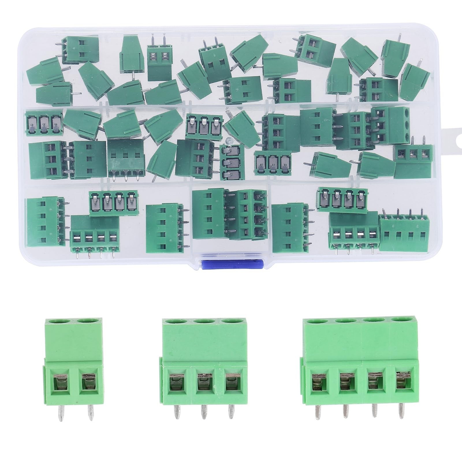 50PCS 5.08mm 0.2″ Pitch PCB Mount Screw Terminal Block Connector, 2P 3P 4P Te…