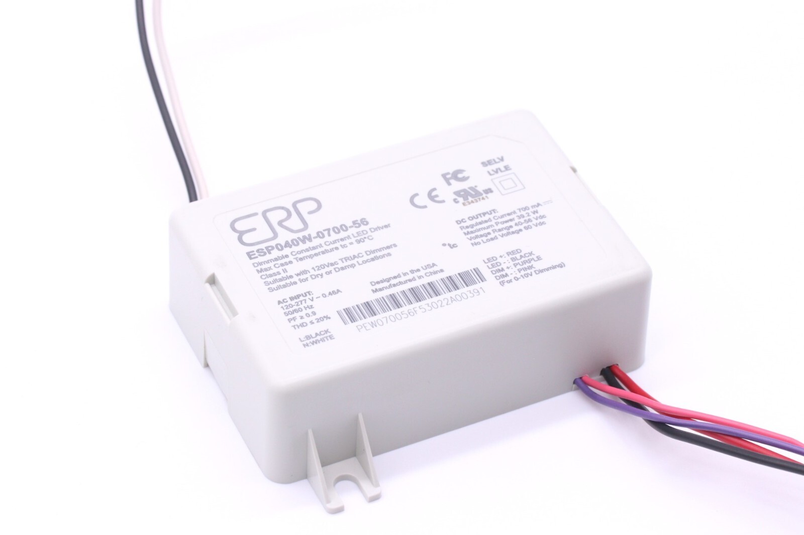 ESP040W-0700-56 LED Driver by ERP Power – 40 Watt 700mA Triac & ELV Dimmable
