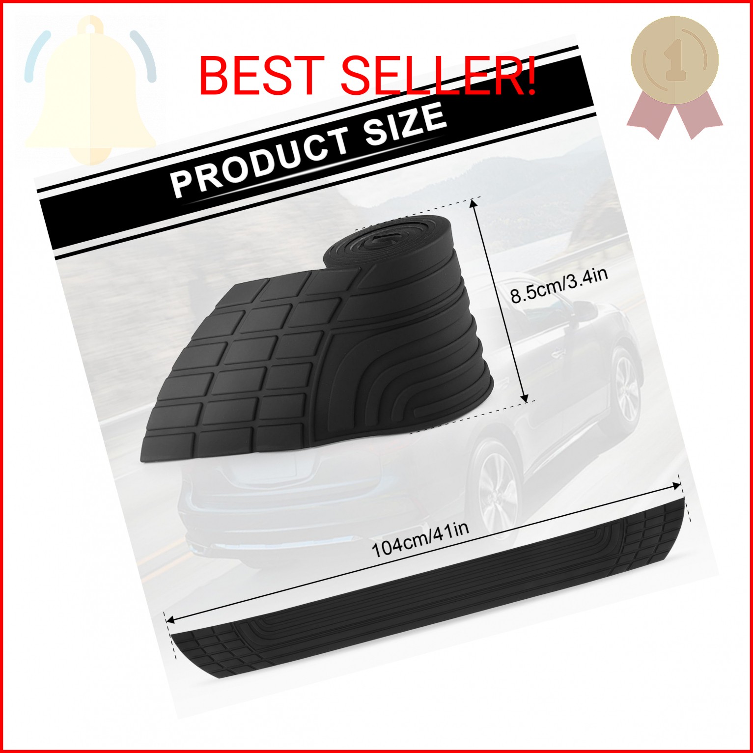 SINGARO Car Rear Bumper Protector, 42inch x3.4inch Car/SUV Universal Rubber Anti