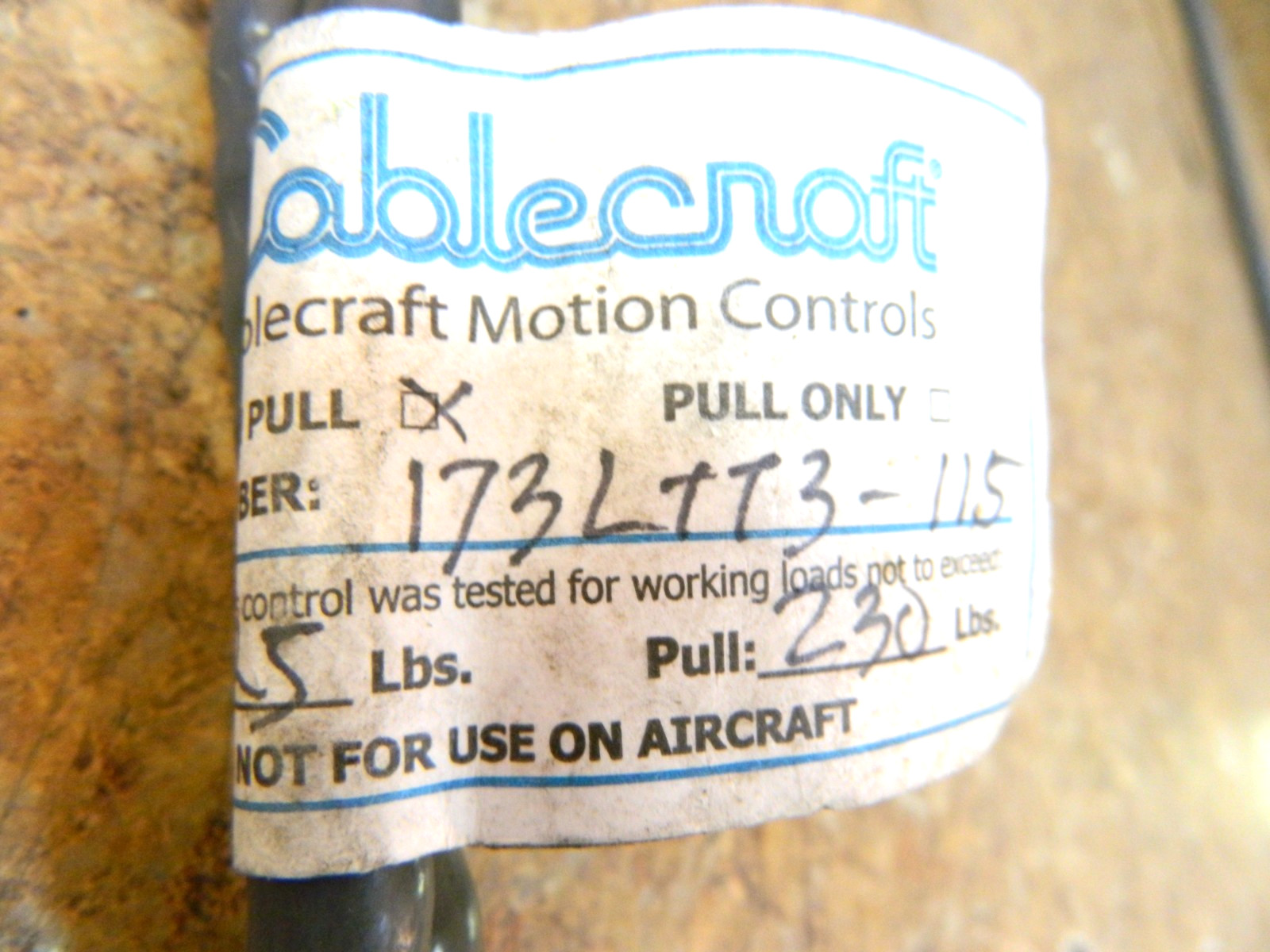CABELECRAFT 173LTT3-115 LD Control Cable 3″ Stroke Push/Pull 115″ Overall