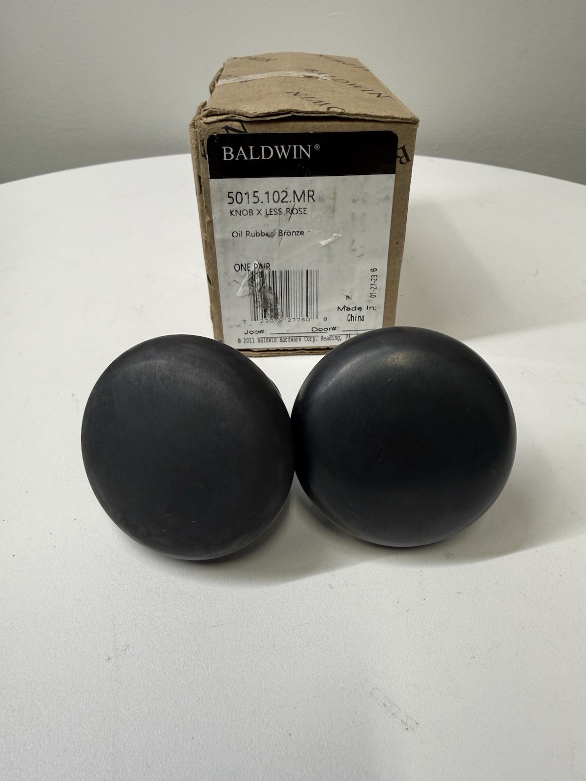 1 Pair (2 Knobs) BALDWIN 5015.102.MR OIL-RUBBED BRONZE DOORKNOBS Without Roses