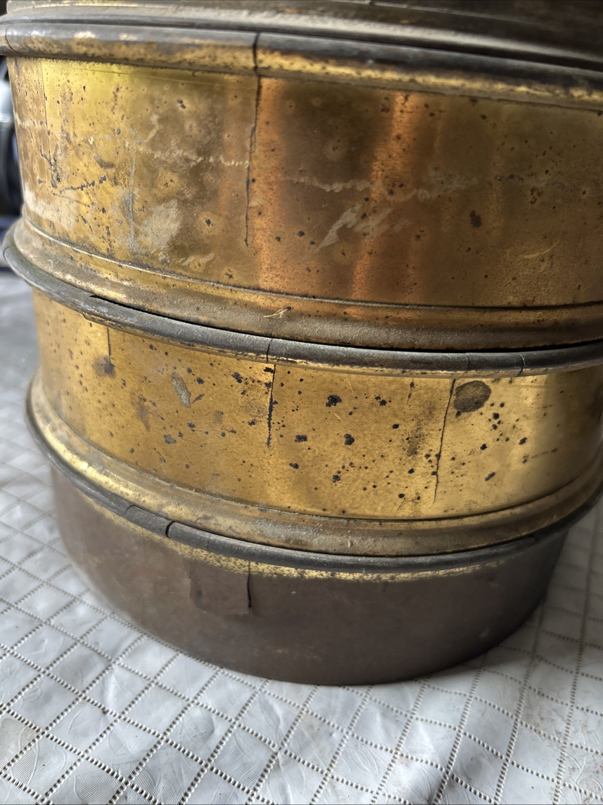 Vintage USA Standard (5) Testing Sieves Brass/steel With bottom And Top