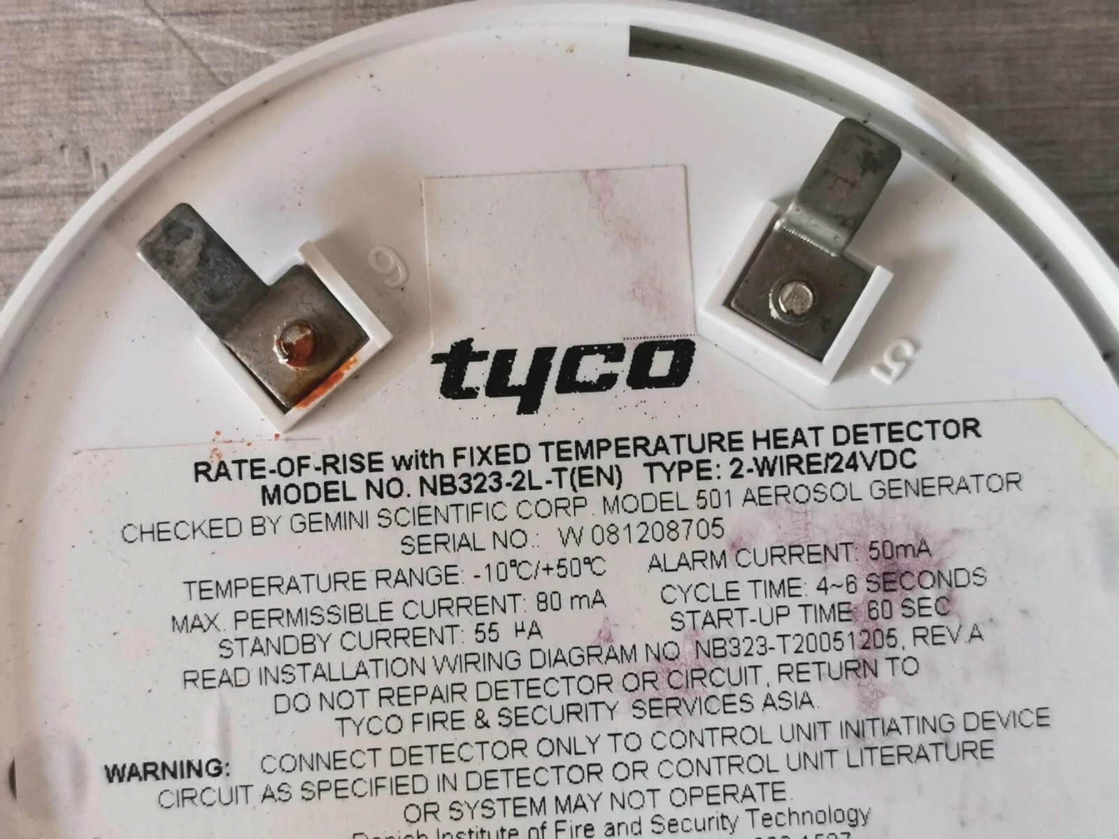 TYCO NB323-2L-T Heat Detector 2-Wire 24VDC ROR Fixed Temperature New OLD BOX
