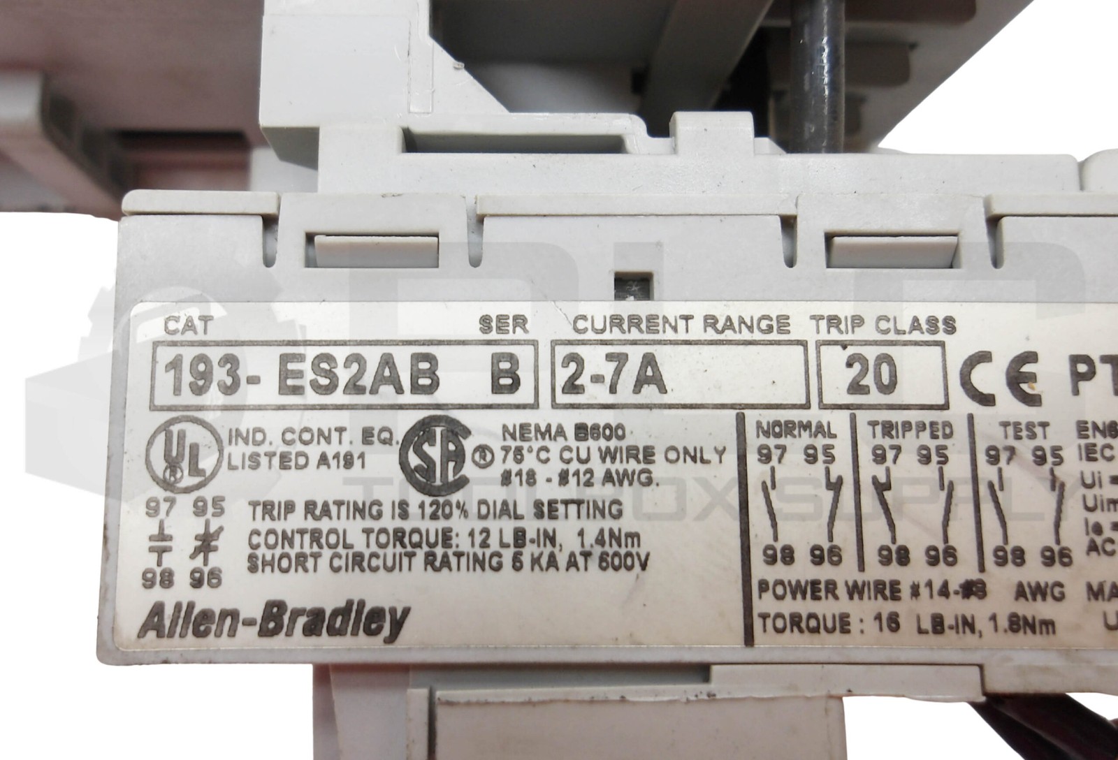 ALLEN BRADLEY 100-C09D*10 /A CONTACTOR W/ 193-ES2AB /B OVERLOAD RELAY