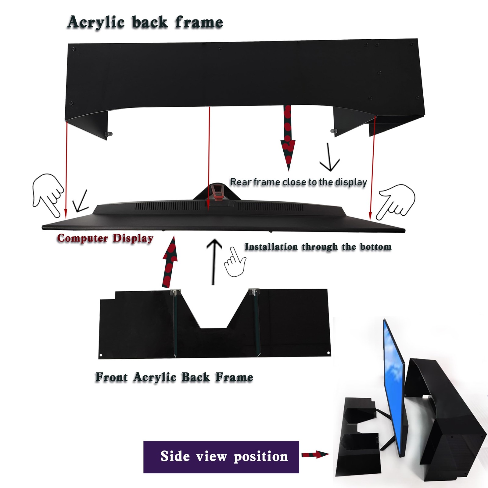 DPYSG_TO Desktop organizer shelf over monitor-Desktop 11 inches high, Black