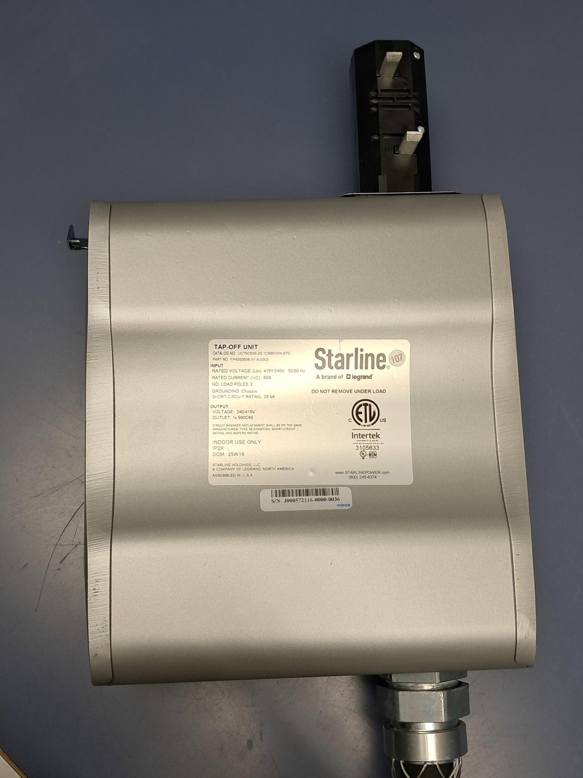 Starline – UCT5D53S-25-1CCB010N-STD – Tap-Off Unit – Busway Tap Box NEW