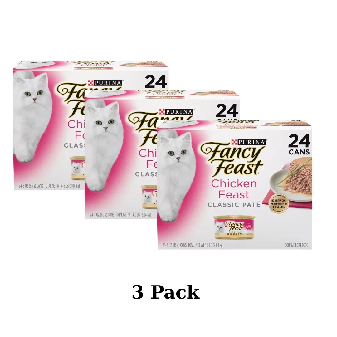 Fancy Feast Chicken Feast Classic Pate Collection Grain Free Wet Cat Food, 3PACK