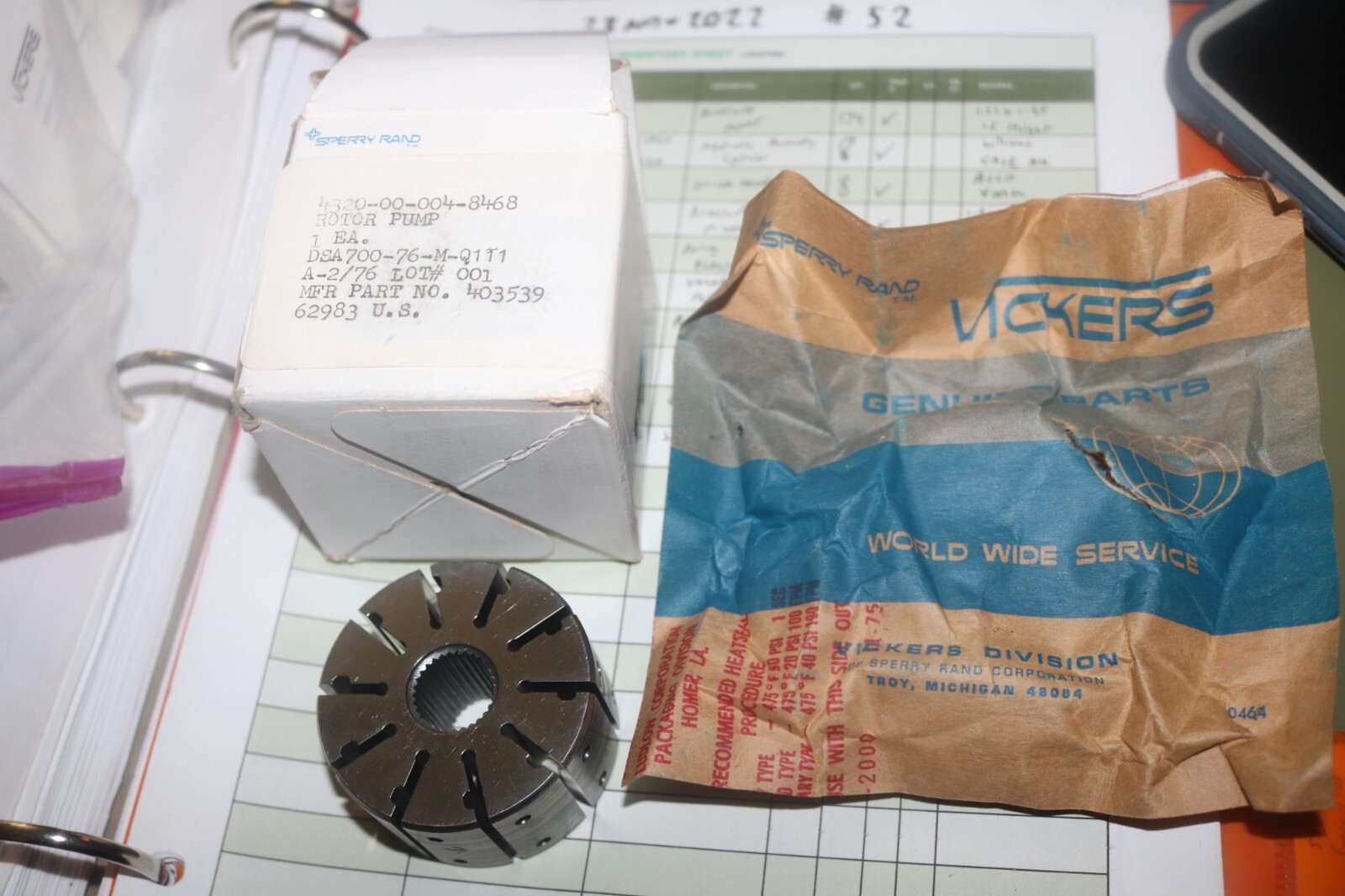 NOS Eaton Vickers 20V vane hydraulic pump rotor P/N 403539