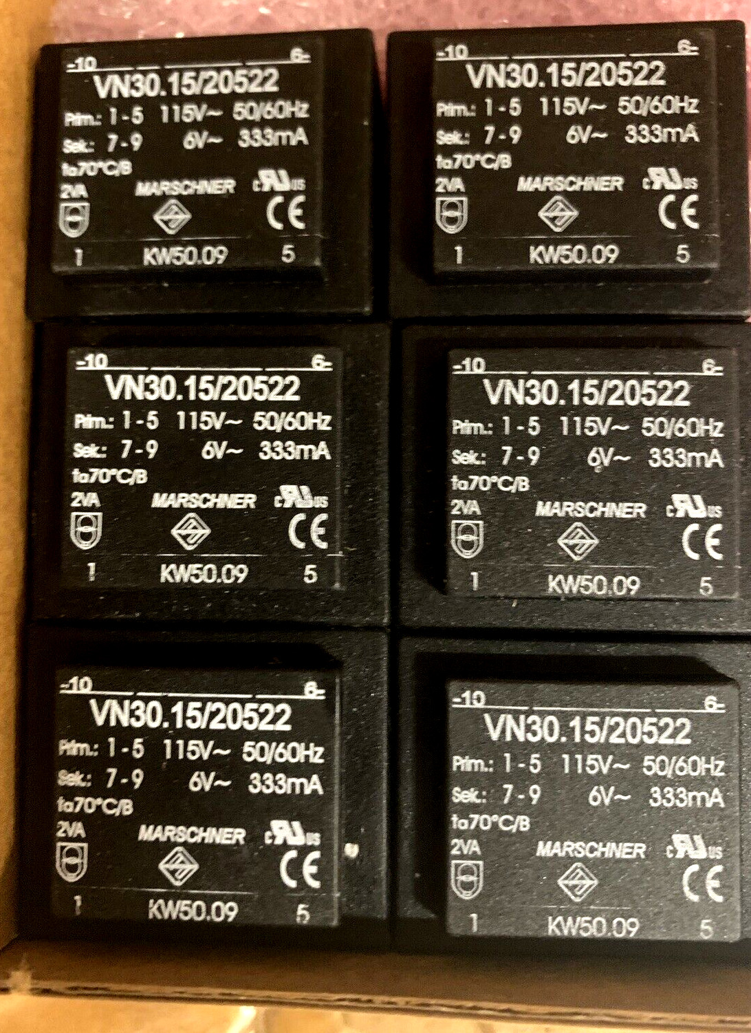 VN30.15/20522 TRANSFORMER 115V ~ 6V 50/60Hz M~ 333mA MARSCHNER (LOT OF 1)