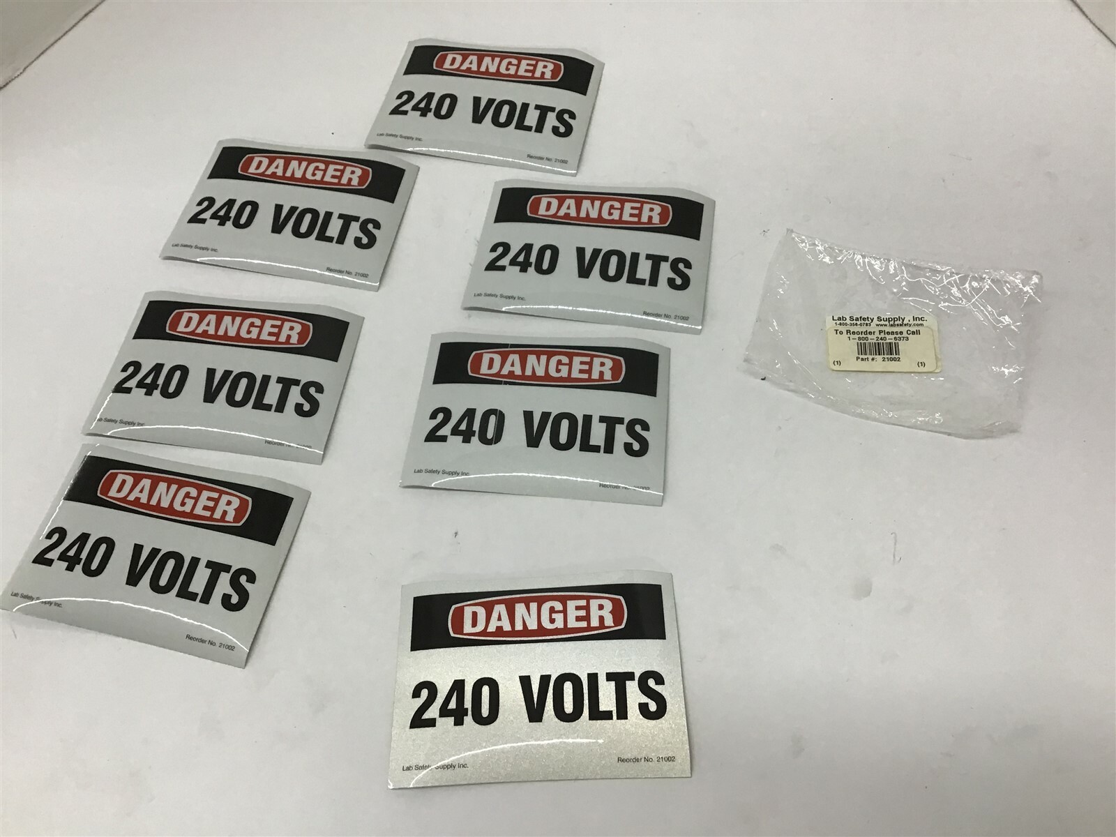 Lab Safety Supply 21002 Danger 240 Volt Sticker 3 1/2″ by 5″ Lot Of 7